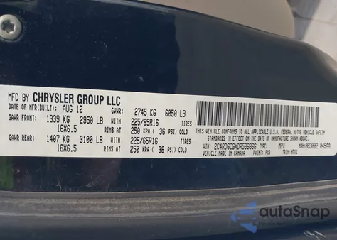 2013 Dodge Grand Caravan Sxt z USA, uszkodzony, nr VIN 2C4RDGCGXDR536866